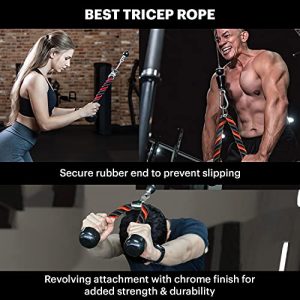 DMoose Cable Attachments for Gym - Home Gym Accessories - Tricep Rope, LAT Pulldown, Tricep Bar, T Bar Row, Pulley System, Cable Machine Attachment, LAT Pulldown Bar, Straight Bar, V Bar