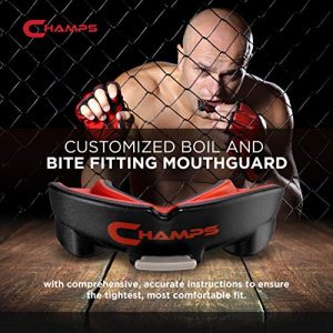 Champs Breathable Mouthguard for Boxing, Jiu Jitsu, MMA, Muay Thai, Sports, and Wrestling. Easy Fit Boxing Mouthguard Super Tough MMA Mouthguard. Combat Sports Mouthpiece (Black, Ages 10 and Above)