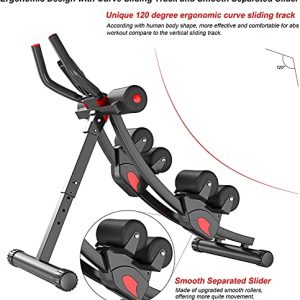 WINBOX Abdominal Trainer Ab Machine Multi-functional Exercise Equipment for Home Gym, Height Adjustable Abs Workout Equipment, Red