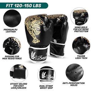 Odoland 6-In-1 Punching Bag Unfilled Set for Men and Women, 4FT Kick Boxing Heavy Bag with 12OZ Boxing Punching Gloves and Hand Wraps, Heavy Punch Bags Hanging Chains for MMA Karate