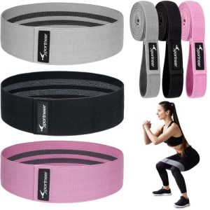 Sportneer 6 Resistance Bands Set, Short & Long Fabric Workout Bands with 3 Resistance Levels for Men & Women, Non-Slip Exercise Bands Elastic Resistance Loops Bands for Full Body Workout