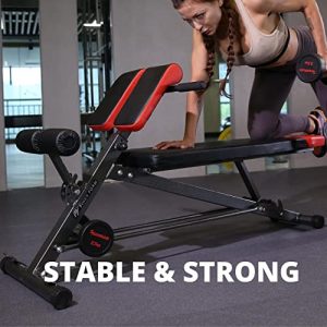 FINER FORM Multi-Functional Weight Bench for Full All-in-One Body Workout – Hyper Back Extension, Roman Chair, Adjustable Ab Sit up Bench, Decline Bench, Flat Bench