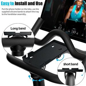 Peloton Bike Phone Holder, Peloton Tray Handlebar Anti-Slippery Bike Phone Mount Bracket Holder with Grip Band for Exercise Peloton Bike Microphone Stand Indoor Gym Treadmill