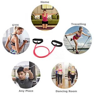 WSERE 2 Pieces Workout Exercise Resistance Bands with Handles for Women Men Home Fitness, Strength Training, Muscle Toning, Physical Therapy, Blue & Red