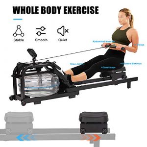 LONABR Water Rowing Machine Steel Frame Water Rower with Digital Monitor Adjustable Resistance Home Gyms Training Fitness Equipment 330lbs Weight Capacity