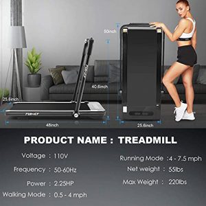 Treadmills for Home,Under Desk Folding Treadmill,2-in-1 Running,Walking & Jogging Portable Running Machine with Bluetooth Speaker & Remote Control,5 Modes & 12 Programs,No Assembly Required