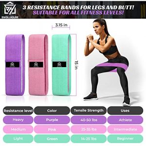 SWOLLHOUSE Resistance Bands for Women Butt and Legs 14 Pc. Home Gym Exercise Set, Progressive Strength Training with Latex Bands and Fabric Loops for Firming, Toning, and Slimming Abs and Body
