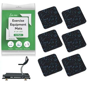 AR-PRO (6 Pack) Exercise Equipment Mats - 4" x 4" x 0.5" Anti-Slip, Shock Absorbent Rubber Floor Protective Mats Perfect for Treadmills, Elliptical Trainers, Rowing Machines, and Stationary Bikes