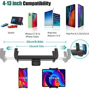 Cuxwill Gooseneck Spin Bike Tablet Mount Holder for 4-13" iPad Device, Universal Treadmill Bicycle Handlebar Holder, Indoor Stationary Cycling Stand for iPad Pro Air Mini, Samsung Tab, Kindle Fire