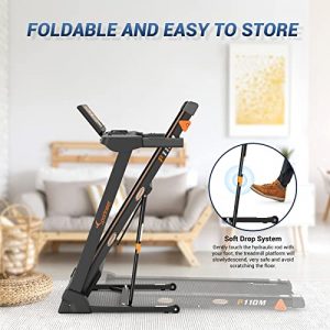 Sportneer Folding Treadmill with Incline, Portable Compact Treadmill Electric Treadmill Running Machine for Home, 64 Preset Programs, Wireless Phone Charger, Easy Assembly