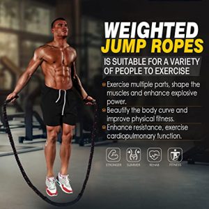 Weighted Jump Rope for Fitness - 3LB Heavy Jump Ropes for Exercise, Weighted Adult Skipping Rope for Women & Men, Workout Battle Rope For Gym Training, Home Workout,Total Body Workouts