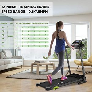 REDLIRO Folding Treadmill with Incline, Run Walk Foldable Compact Exercise Machine Portable with 12 Preset Program, LED Display, Easy Assembly for Small Space Fitness Electric Workout for Home