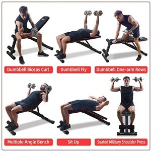 PASYOU Adjustable Weight Bench Full Body Workout Multi-Purpose Foldable Incline Decline Exercise Workout Bench for Home Gym