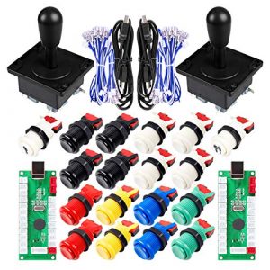 EG STARTS 2 Player Classic Arcade Game DIY Part for Mame USB Cabinet Zero Delay USB Encoder to PC Games 8 Way Joystick + 18x Arcade Push Buttons (Includ 1p / 2p Start Buttons) Multiple Colour Kits