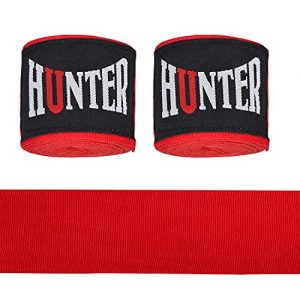 HUNTER Elastic Professional 180 inch Handwraps for Boxing Kickboxing Muay Thai MMA (Red, 4.5 Meter)