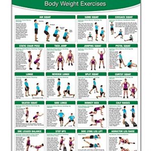 Laminated Bodyweight Workout Set of Posters/Charts - Bodyweight Training - Created by University Accredited Fitness Experts - Bodyweight Exercises - ... Chest Workout - Bodyweight Leg Work
