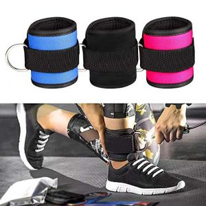 AOHO MOOON Comfortable Adjustable Padded Ankle Wrist Cuffs Neoprene Padded Straps D-Ring Glute Kickback for Cable Machine. Ideal for Glutes Exercises (2 Pack) (Black)