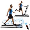 Goplus 2 in 1 Folding Treadmill, 4.75HP Superfit Under Desk Electric Treadmill with APP Control, LED Touch Screen, Blue Tooth Speaker, Remote Control, Walking Jogging for Home Office