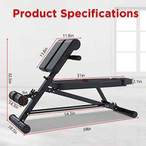 Yoleo Adjustable Weight Bench- 500lbs Utility Bench for Full Body Workout; Multi Purpose Decline Fitness Bench Roman Chair; Sit Up Abs All-in-One Hyper Back Extension Exercise Bench