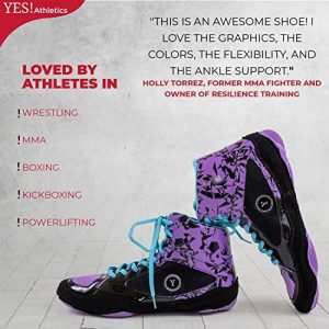 Yes! Athletics Wrestling Shoes 100% Anti - Slip High Poly Rubber Boxing Shoes | Kickboxing and Weightlifting Shoes for Girls and Women | Durable and Comfortable, Purple, Size 8.5