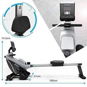 Bluefin Fitness Rower Machine Blade Home Gym Foldable | Magnetic Resistance Rower | 8 x Tension Levels | Smooth Belt Drive | LCD Digital Fitness Console | Smartphone App | Black & Grey Silver