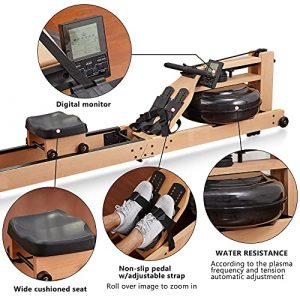 Wooden Water Rower Rowing Machine Foldable Rower Machine for Home Use Water Resistance Wood Rower Exercise Machine