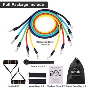 himaly Exercise Resistance Bands Set Strength Training Fitness Tubes Tension Bands with Handles, Door Anchor, Ankle Straps, Workout Guides and Band Guard Equipment for Men and Women