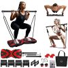 Portable Home Gym Workout Equipment with 12 Exercise Accessories Including Heavy Resistance Bands Abs Workout Push-up Stand Tricep Bar Pilates Bar and More for Full Body Workouts System Men Women