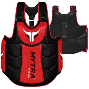 Mytra Fusion Chest & Belly Protector Body Shield Body Armor Body Pad Body Protector Chest Ribs and Belly Protector for Boxing MMA Muay Thai Fitness Gym Workout (Red Black)