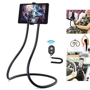 Upgrade Gooseneck Tablet Holder, B-Land Tablet Stand for Bed, Universal Tablet Mount Holder with Remote, Lazy Neck Phone Holder Compatible with iPad Mini Pro Air, iPhone Series, Samsung Tabs & More