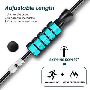 Cordless Jump Rope, 2 in 1 Training Ropeless Skipping Rope Ideal for Aerobic Exercise, Adjustable Weighted Workout Jumpping Rope for Men Women Kids (Replaceable 9.6ft wire Rope)