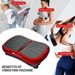 Goplus 3D Vibration Plate Exercise Machine, Vibration Fitness Platform with Loop Bands, 180 Speed Adjustment, 0-10Mins Timer, for Weight Loss, Toning & Wellness (Red)