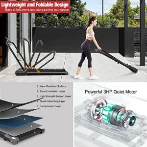 Fitnessclub 2 in 1 Under Desk Treadmill, Folding Smart Electric Walkstation Installation Free Walking Jogging Machine with Remote Control, LED Display for Home, Office, Gym