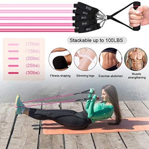 Find-MyWay Resistance Bands Set, 18pcs Exercise Bands for Men and Women, Workout Bands with Door Anchor, Handles, Carry Bag, Legs Ankle Straps for Strength Training, Physical Therapy, Home Workouts