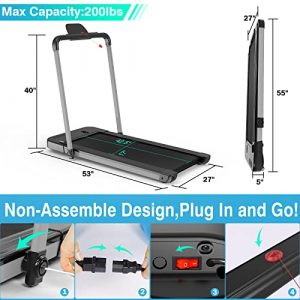 2 in1 Folding Treadmill,Googo Under Desk Treadmill with LED Display,Bluetooth Speaker,iPad Holder,2.25HP Motor,Shock Absorption Belt,Non-Assembly,Space Save Walking Running Machine