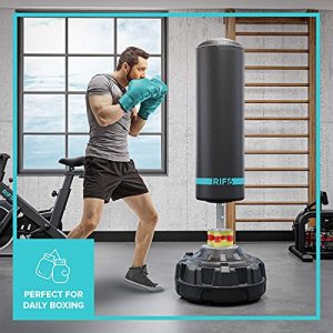 RIF6 Freestanding Punching Bag for Home and Gym Workouts – Heavy Bag with Stand, Suction Cup Base, and Dual Shock Absorbers – Boxing, Cardio, and Fitness Training Equipment for Adults and Kids