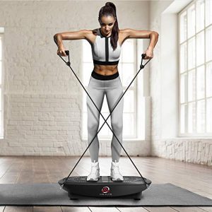 Axis-Plate Dual Motor Vibration Plate Exercise Machine with Resistance Bands - 3D Whole Body Fitness Platform - Black