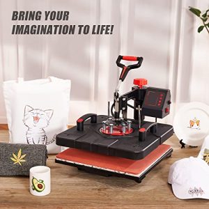 CO-Z Heat Press Machine, 12x15 Inch T Shirt Transfer Press with 8in1 Plate Cap Mug Set, 360 Swing Away Sublimation Heat Press for Hats T Shirts Mugs Cups for Home & Commercial Use (12x15 INCH 8 in 1)