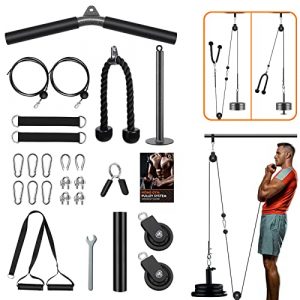 Gonex Pulley Cable System Gym, Upgraded 2 Weight Cable Pulleys Attachments for Tricep Bicep Forearm LAT Lift Pull Down, Workout Pulley Pro Cable Machine Equipment for Home Gym Fitness Exercise
