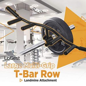 Logest Large Multi-Grip T Bar Row Landmine Attachment - Straight Grip Weightlifting landmine Handle Fits Standard or Olympic Barbells for Muscle Training and Exercise Targets Triceps Biceps and More