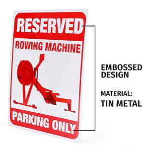 Rowing Machine Parking Embossed Tin Sign Ideal for Rowing Machine Accessories, Home Gym Rowers, Rowing Clubs, and More (RED)