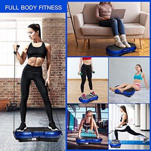 Goplus 3D Vibration Plate, Vibration Fitness Platform with 180 Speeds Adjustment, 0-10 Timer, Remote Control, Loop Bands, Exercise Machine for Whole Body Fitness (Blue)