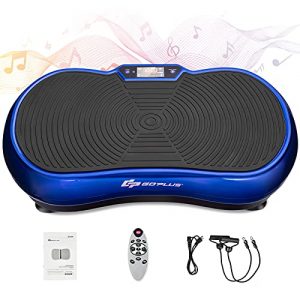 Goplus 3D Vibration Plate, Vibration Fitness Platform with 180 Speeds Adjustment, 0-10 Timer, Remote Control, Loop Bands, Exercise Machine for Whole Body Fitness (Blue)