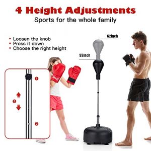Goplus Punching Bag with Stand for Adults Kids, Freestanding Reflex Speed Bags with 55’’-62.5’’ Adjustable Height, Boxing Bag Equipment with Boxing Gloves for Home Gym Workout MMA Training, Fitness