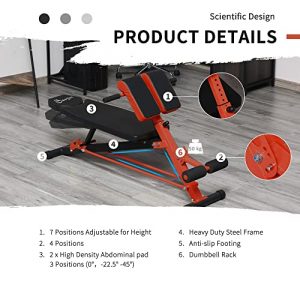 Soozier Upgraded Multi-Functional Hyper Extension Bench Dumbbell Bench Adjustable Roman Chair Ab Sit up Decline Flat