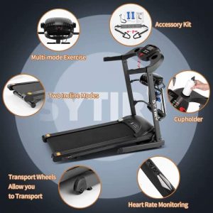 SYTIRY Treadmill,3.25 HP Electric Treadmill for Home with Incline,Multifunctional Folding Treadmill
