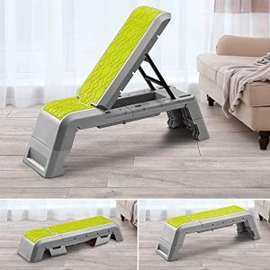 leikefitness Multifunctional Aerobic Deck with Cord Workout Platform Adjustable Dumbbell Bench Weight Bench Professional Fitness Equipment for Home Gym GM5820(Green)