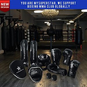 MYSUPERSTAR Combat Ultimate Boxing Headgear for Training Muay Thai Kickboxing Sparring MMA Competition Martial Arts Gear Perfectly fit for Men Women Youth Boys Girls Kids