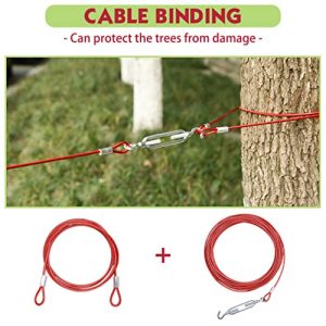 EXPAWLORER Dog Tie Out Cable Set - 75FT Heavy Duty Dog Run Cable with 10FT Runner & 7FT Binding for Dogs up to 125lbs, Dog Lead for Yard, Camping, Parks