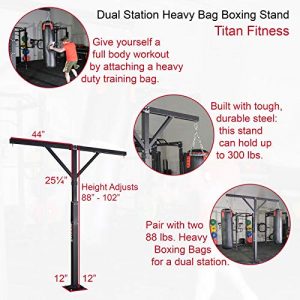 Titan Fitness Boxing Stand Dual Station Heavy Bag Steel 300 lb. Capacity